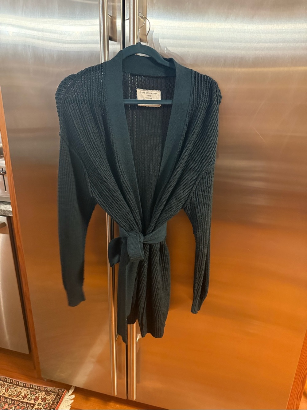 Lars Andersson Knitwear Open-Front Knit Belted Cardigan Sweater